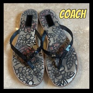 Authentic black sequin COACH flip flops -size 8